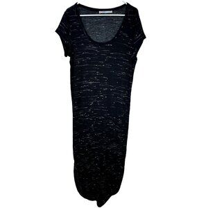 Free People Beach Maxi Dress Ribbed Knit Space Dye Scoop Neck Size M Black